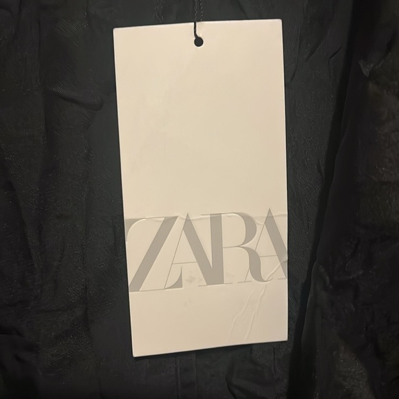 Zara NWT Medium Large Crinkle Kimono Mini Robe Sleepwear Wrap Pajama Black - Picture 10 of 11